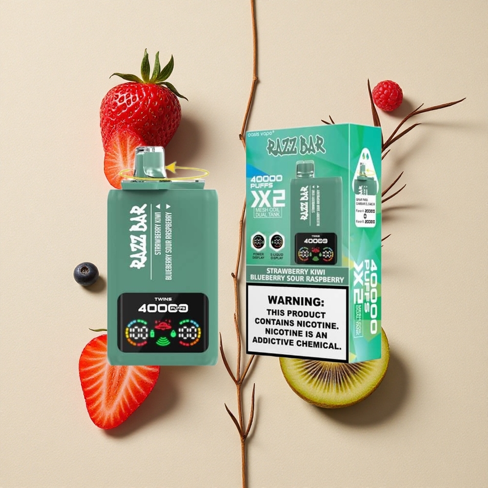 Razz Bar 40000 Puffs Braškė-Kivi/Mėlynoji Gervuogė Rūgščioji Avietė 1.0Ohm 2 Tinklelio Ritė Lithuania wholesale