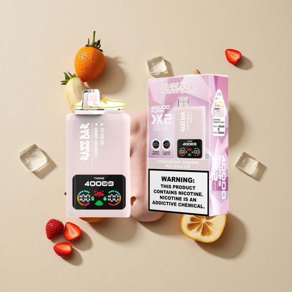 Razz Bar 40000 Puffs Braškės-Bananai_Raudonojo Jautienos Ledas su 1.0Ohm 2 Tinklelinė Ritė Lithuania wholesale