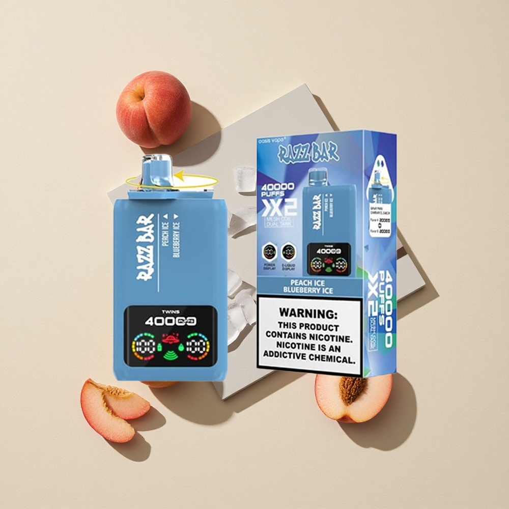 Razz Bar 40000 Puffs Persikų Ledas/Mėlynųjų Serbentų Ledas su 1,0Ohm 2 Tinklelio Apviju Lithuania wholesale