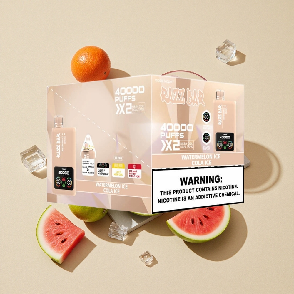 Razz Bar 40000 Puffs Vienkartinis Vape Arbūzas Ledas_Kola Ledas su 1.0 Ohm 2 Tinklelio Ritė Lithuania wholesale
