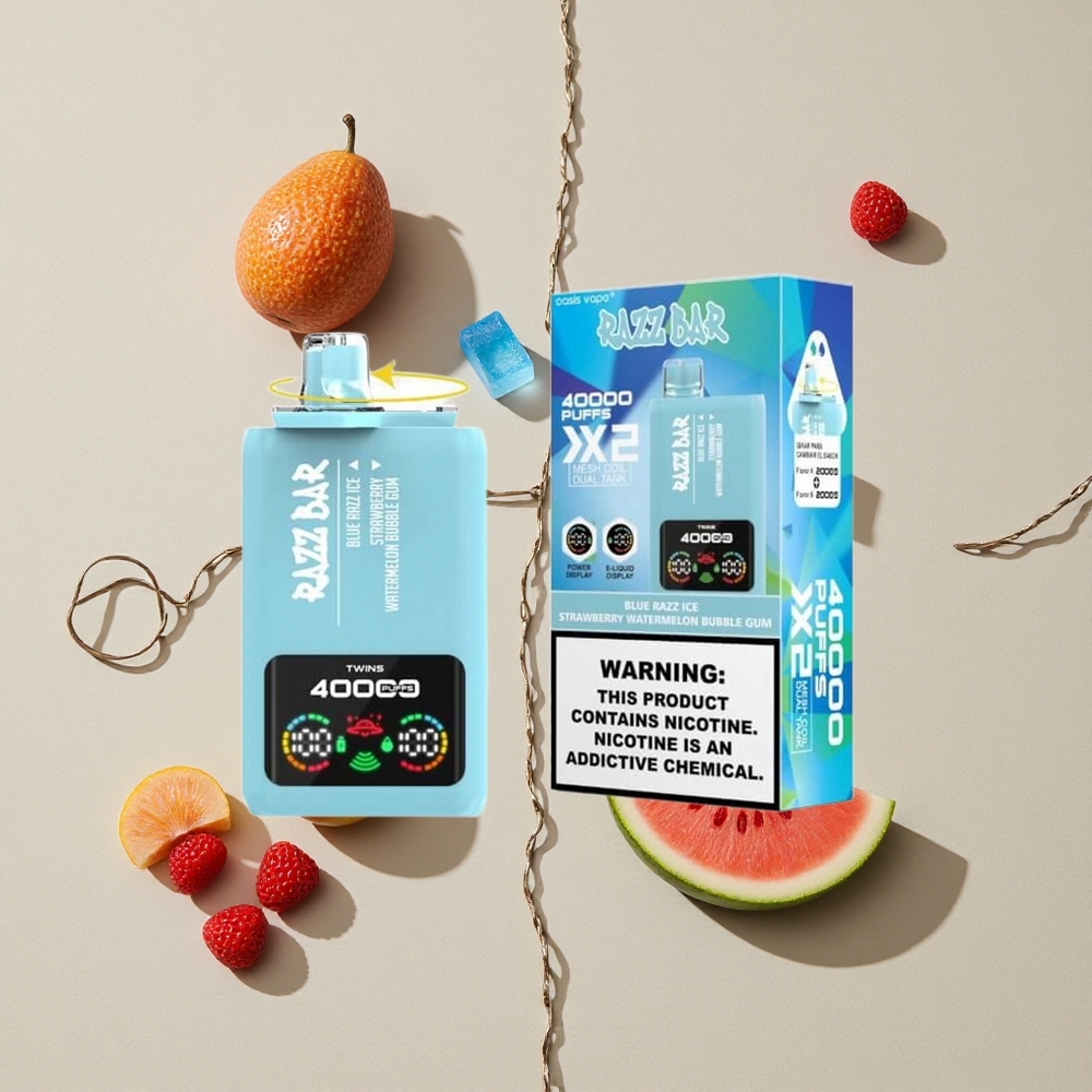 Razz Bar 40000 Puffs Vienkartinis Vape Mėlynųjų Serbentų Ledas-Braškių Arbūzas Burbulų Guma Lithuania wholesale