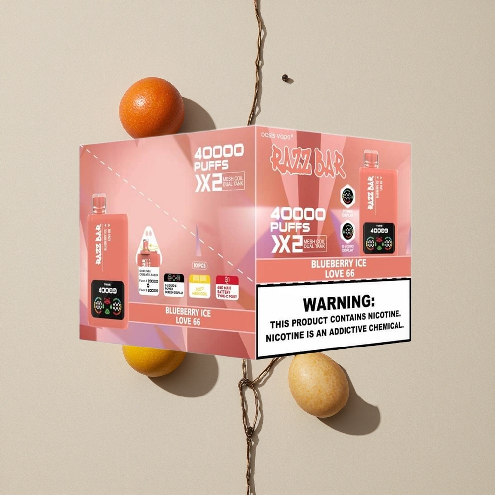 Razz Bar 40000 Puffs Vienkartinis Vape Mėlynųjų Uogų Ledas_Love 66 1.0 Ohm 2 Tinklelinė Apvija Lithuania wholesale