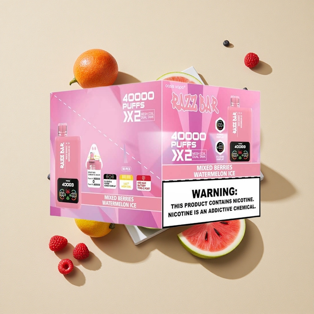 Razz Bar 40000 Puffs Vienkartinis Vape Mėlynių Uogų_Arbūzo Ledas Lithuania wholesale