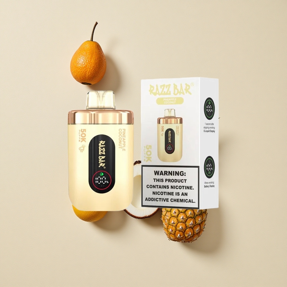 Razz Bar 50K Puffs Vienkartinis Vape Ananasas Kokosas su 1,0 Omų Tinklelio Ritinėliu Lithuania wholesale