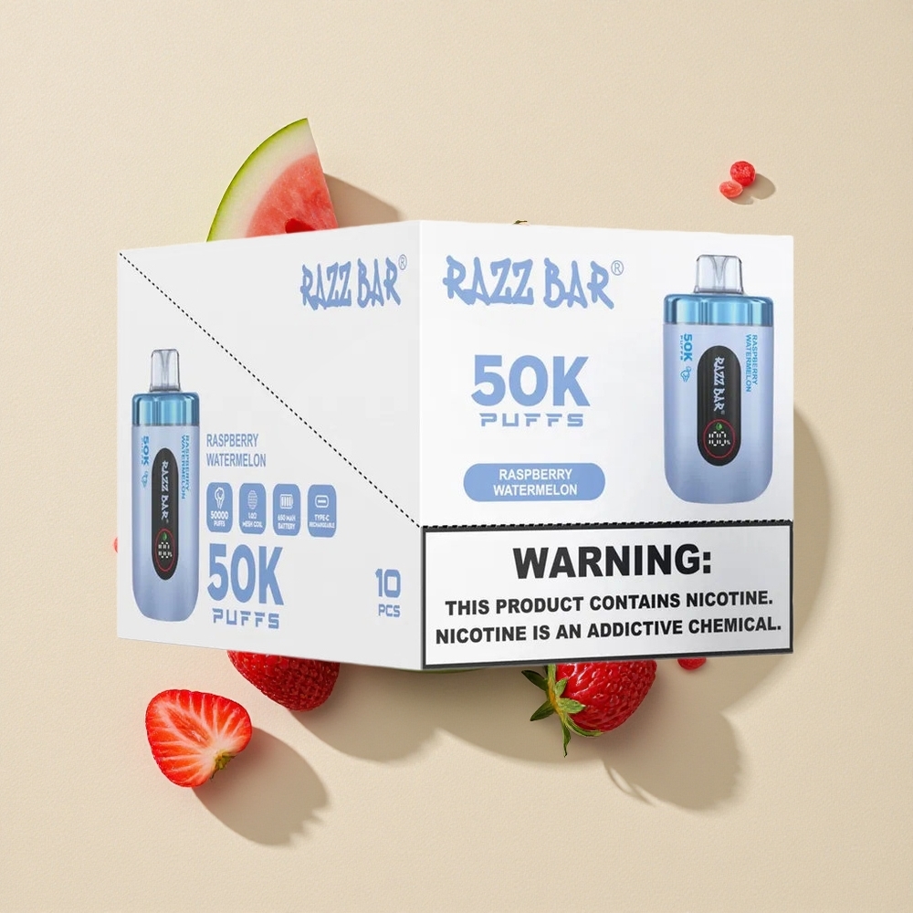 Razz Bar 50K Puffs Vienkartinis Vape Aviečių Arbūzas Lithuania wholesale