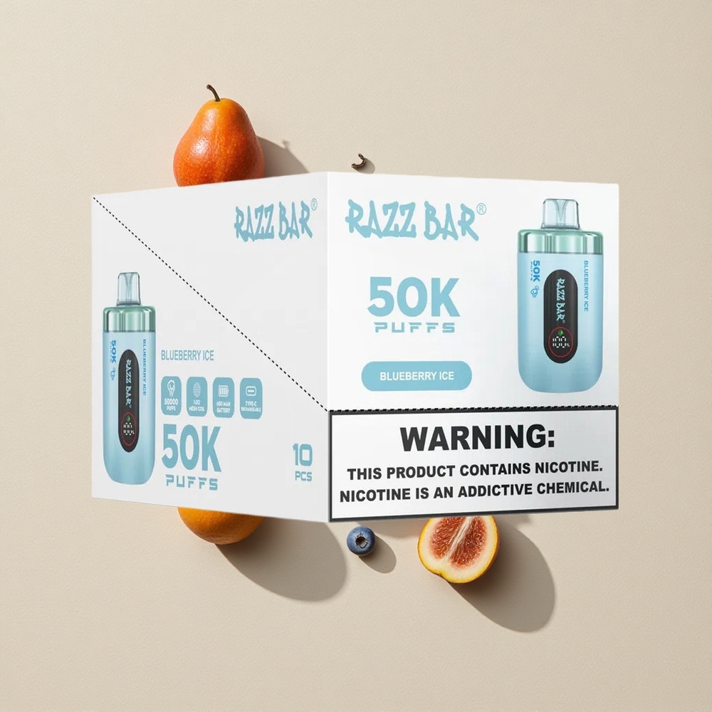 Razz Bar 50K Puffs Vienkartinis Vape Mėlynųjų Serbentų Ledas Lithuania wholesale