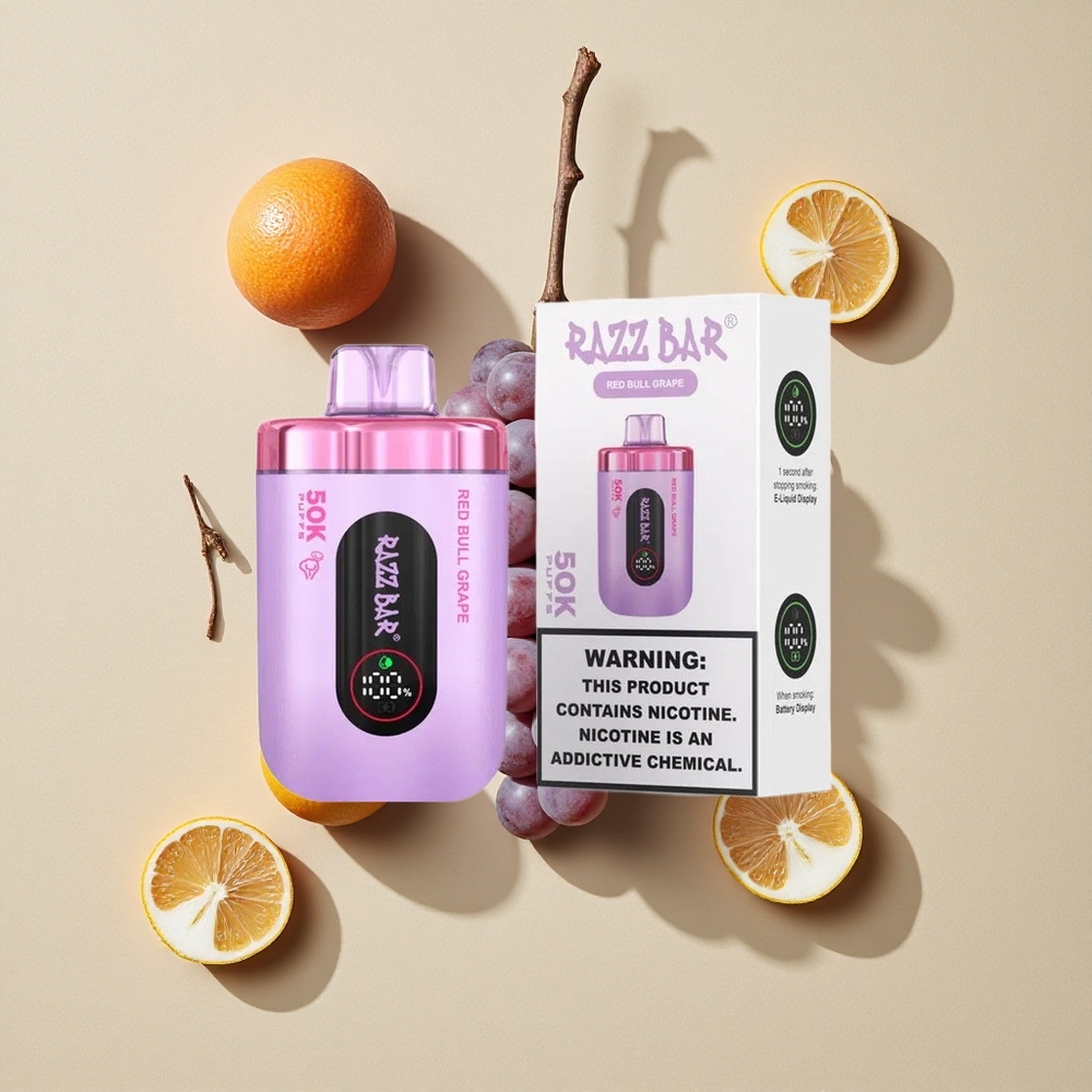 Razz Bar 50K Puffs Vienkartinis Vape Raudonojo Buliaus Vynuogė Lithuania wholesale