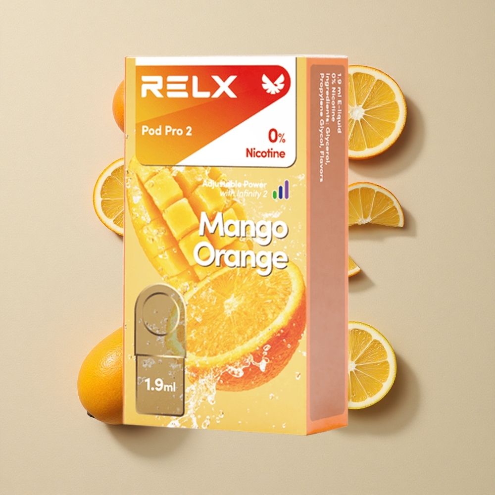 RELX Pod Pro 2 600 Puffs Mango Apelsinas 0% nikotino Lietuva wholesale