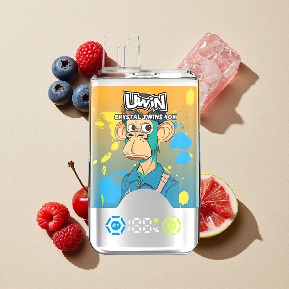 UWIN Crystal Twins 40000 Puffs Mėlynių Avižių, Aviečių, Vyšnių Ledas Lithuania wholesale