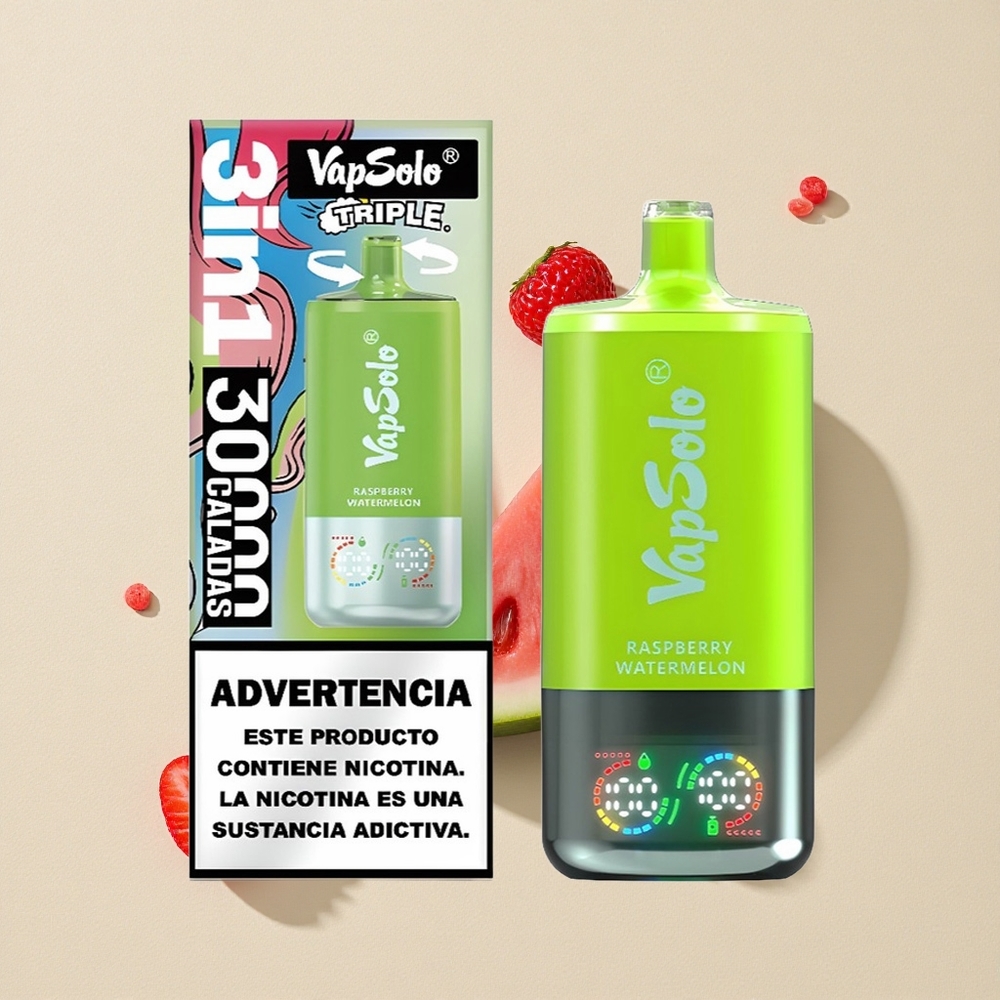 VapSolo Triple 30000 Puffs Avietės Arbūzas Lithuania wholesale