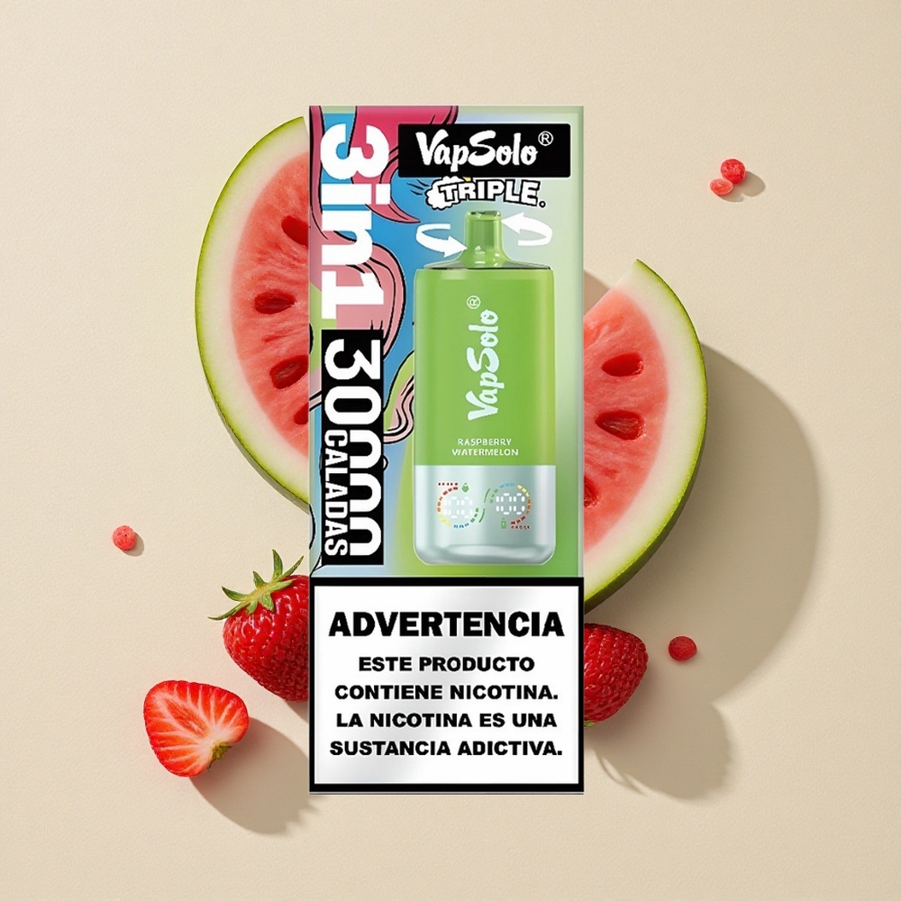 VapSolo Triple 30000 Puffs Avietės Arbūzas Lithuania wholesale
