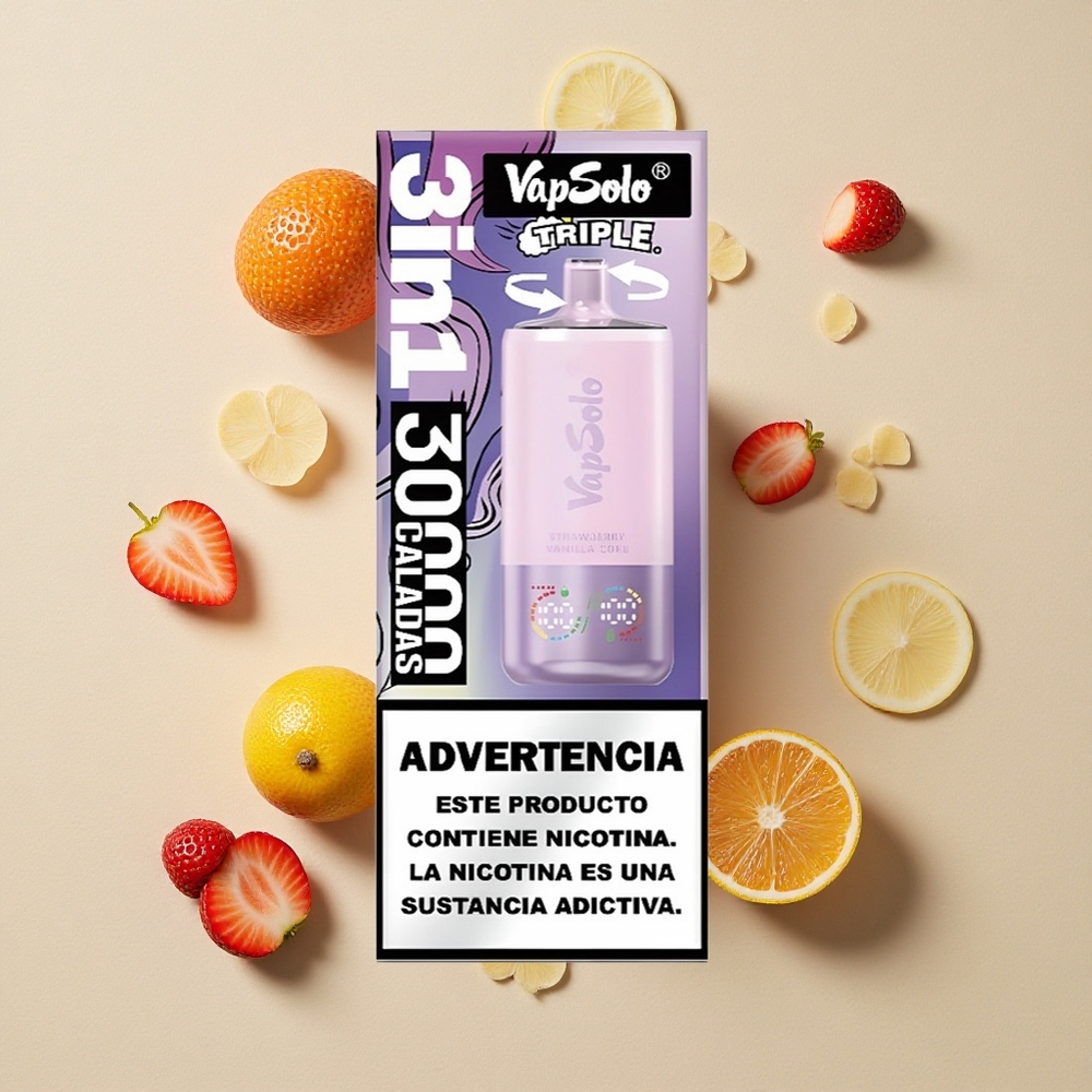 VapSolo Triple 30000 Puffs Braškė-Vanilė-Koka Lithuania wholesale