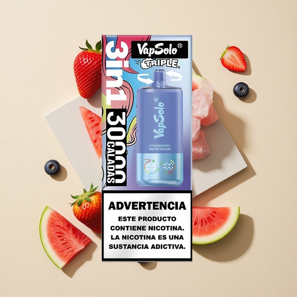VapSolo Triple 30000 Puffs Braškės Arbūzas & Mėlynės Ledas Lithuania wholesale