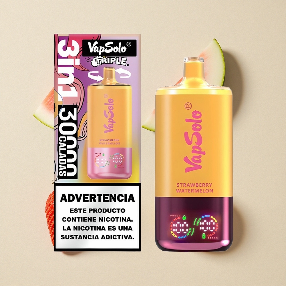 VapSolo Triple 30000 Puffs Braškių Arbūzas & Citrinų Persikas 40ml Lithuania wholesale