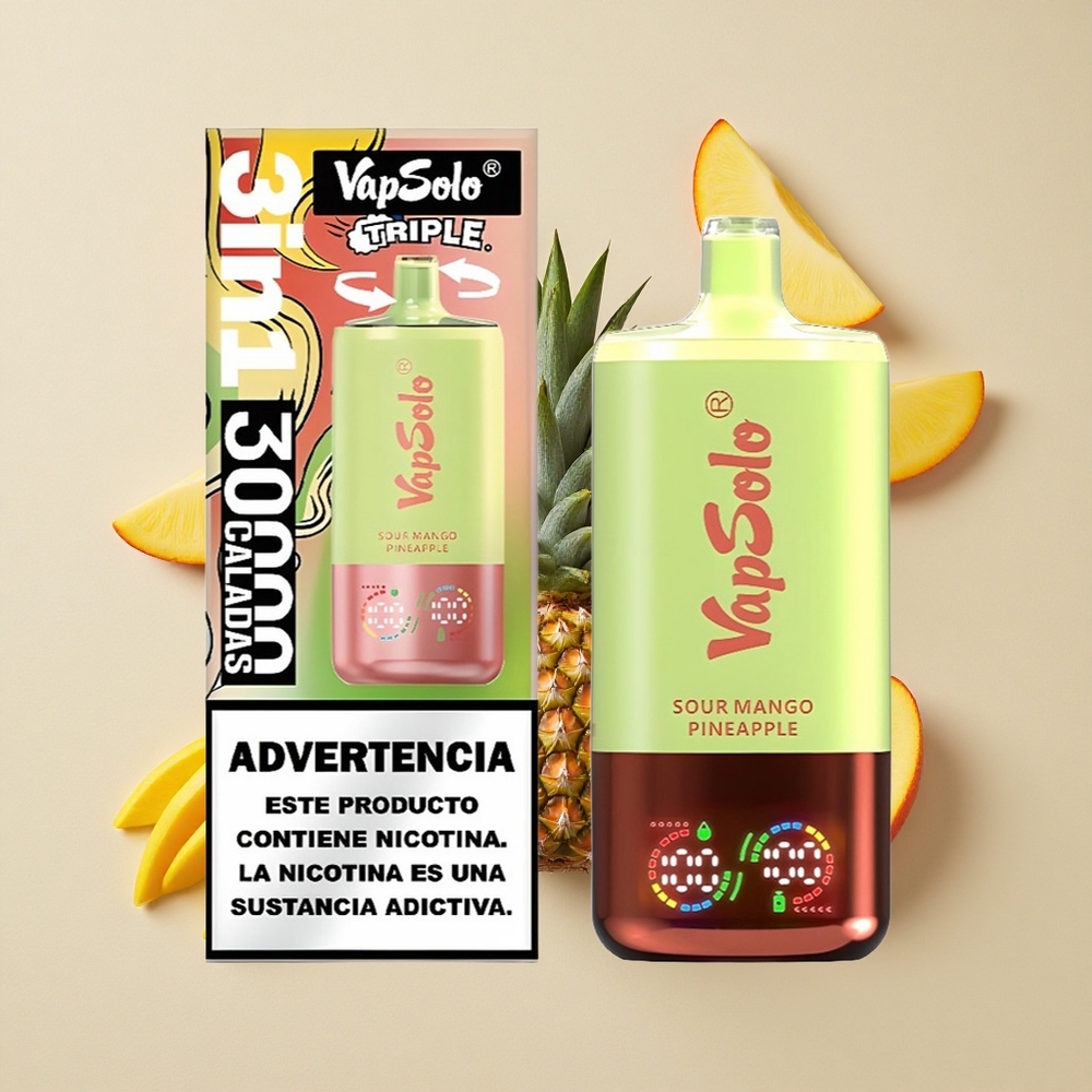 VapSolo Triple 30000 Puffs Sūrus Mango Ananasas 40ml Lithuania wholesale